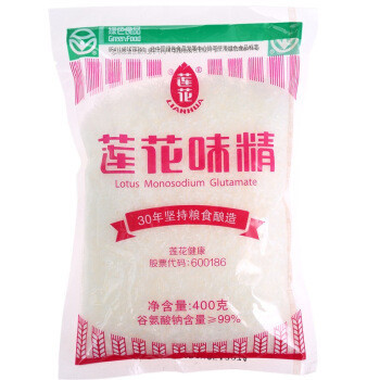 莲花 味精99% 特鲜提鲜增味 替代鸡精 品质优 口感醇正400g *6件